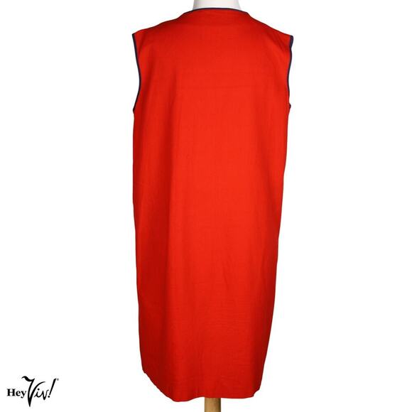 Vintage Red Loungewear Dress Blue Piping Heart Pocket Hong Kong B40 W42 -Hey Viv - Picture 5 of 8